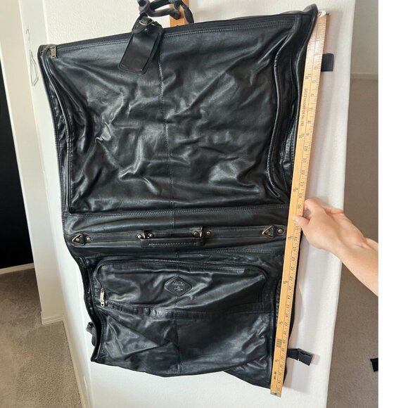 Carlo Amboldi Black Leather Garment Bag Travel Large 36” Long Quality Italy - Picture 10 of 10